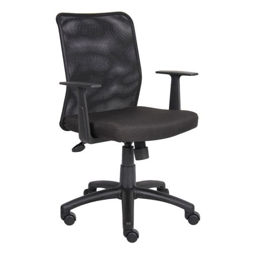 Silla de Trabajo Económica Boss de Malla con Apoyarazos en T, Negro